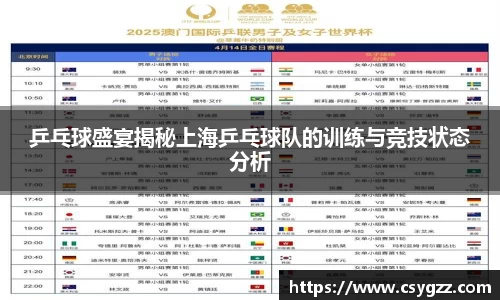 乒乓球盛宴揭秘上海乒乓球队的训练与竞技状态分析