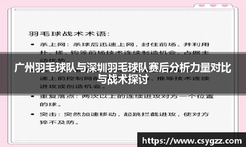 广州羽毛球队与深圳羽毛球队赛后分析力量对比与战术探讨